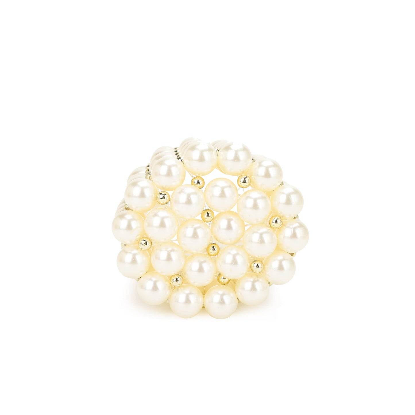 PANDORA Faux Pearl Top Handle Bucket Bag with Beaded Chain