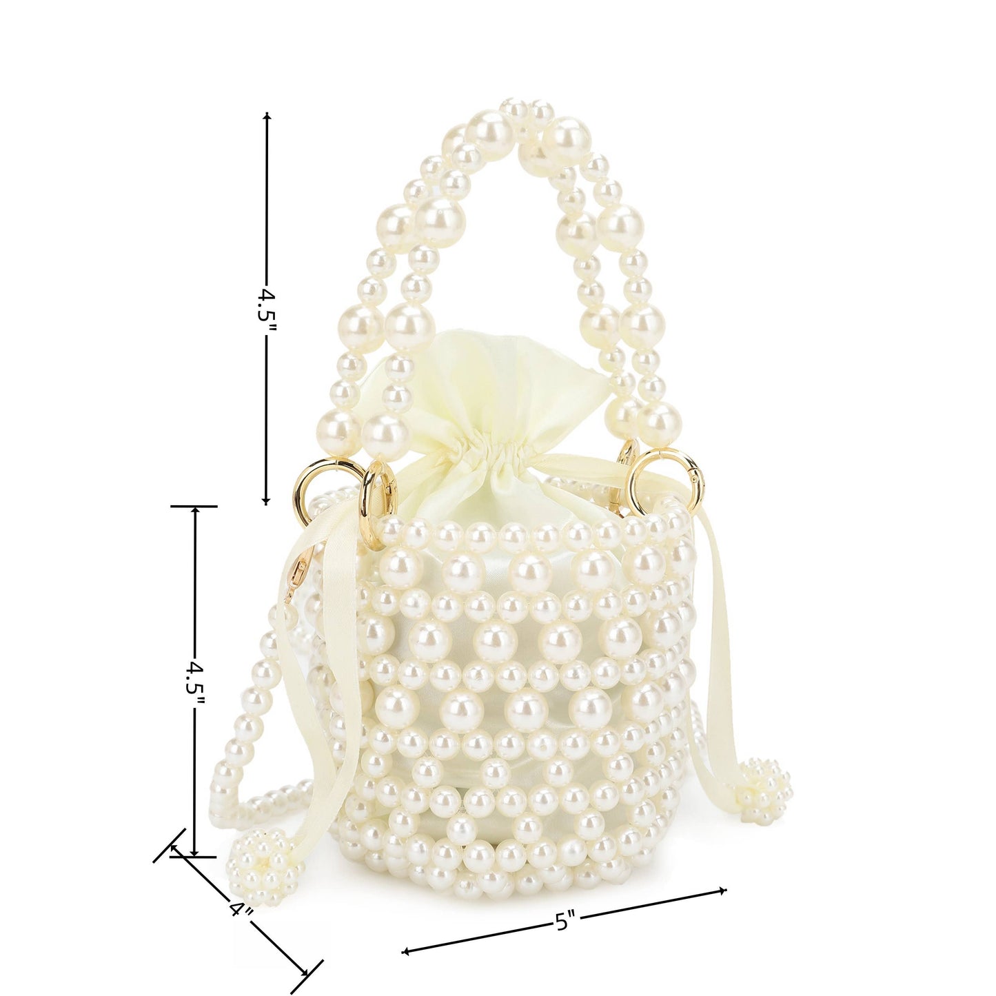 DESTINY Mini Top Handle Faux Pearl Bucket Bag with Strap