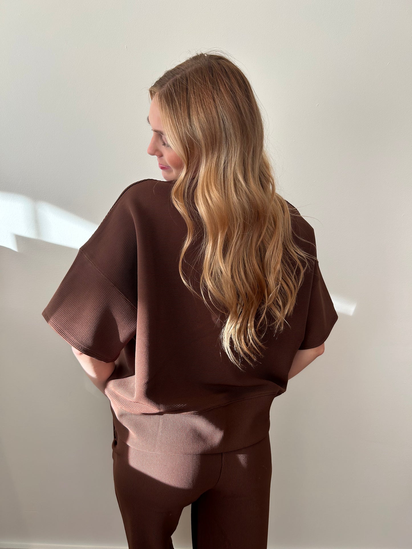 Ribbed Round Neck Tee & Pants Set