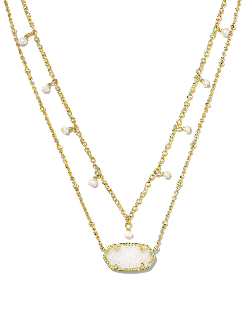 KENDRA SCOTT ELISA GOLD MULTI STRAND NECKLACE IN IRIDESCENT DRUSY