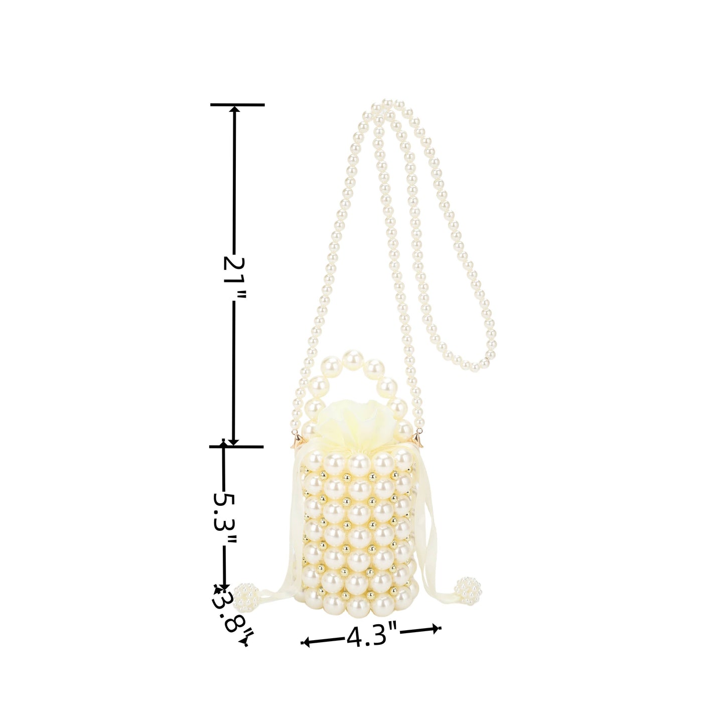 PANDORA Faux Pearl Top Handle Bucket Bag with Beaded Chain