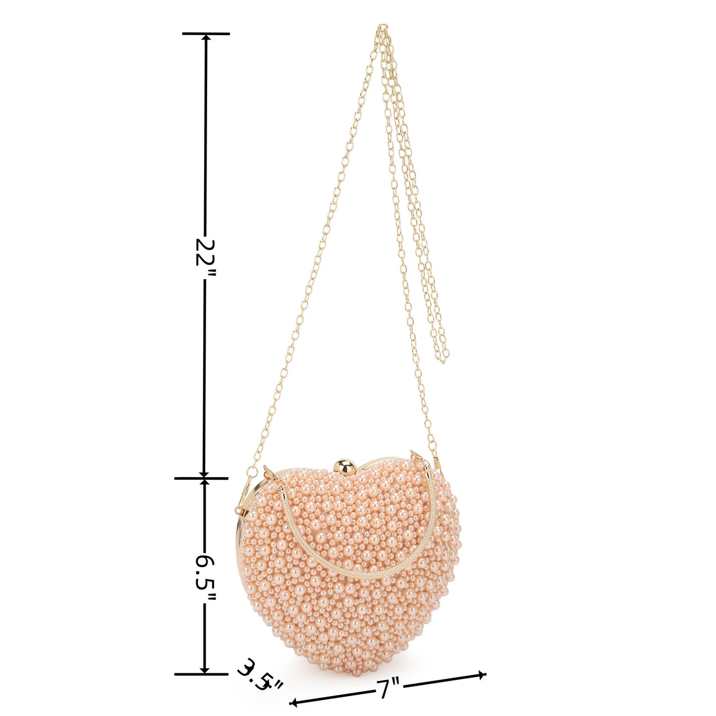 POPPY Heart Shape Pearl Embellished Evening Bag, Clutch