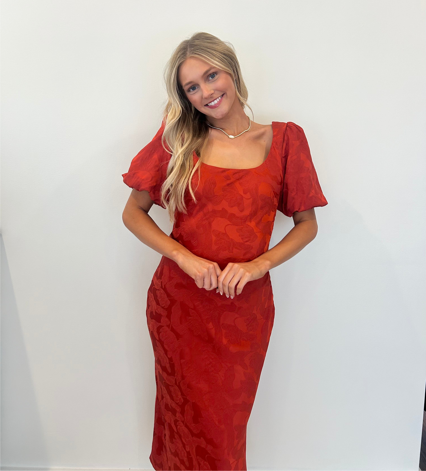 Brick Red Floral Midi