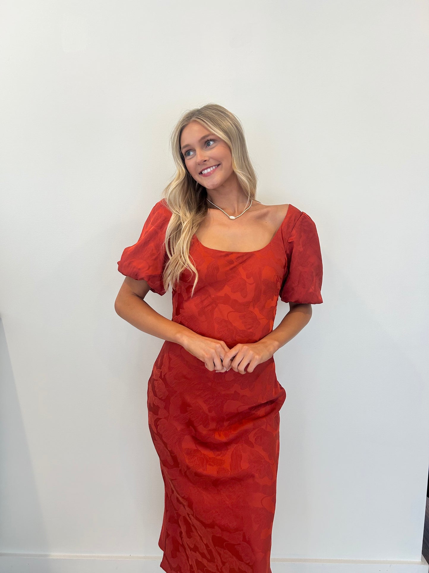 Brick Red Floral Midi