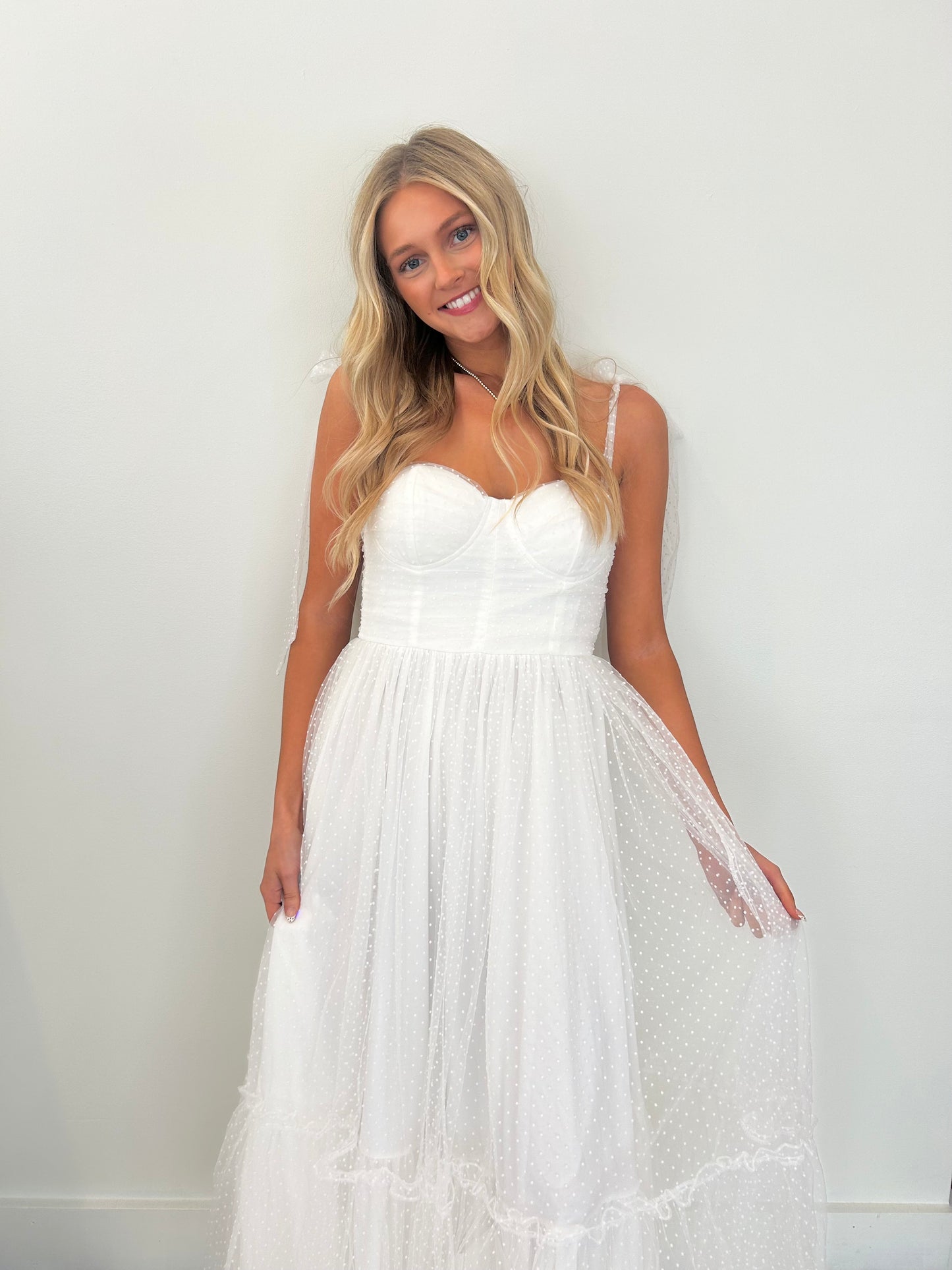 Emma Polka Dot Tiered Midi Dress