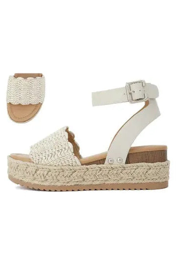 White Braided Platform Sandal