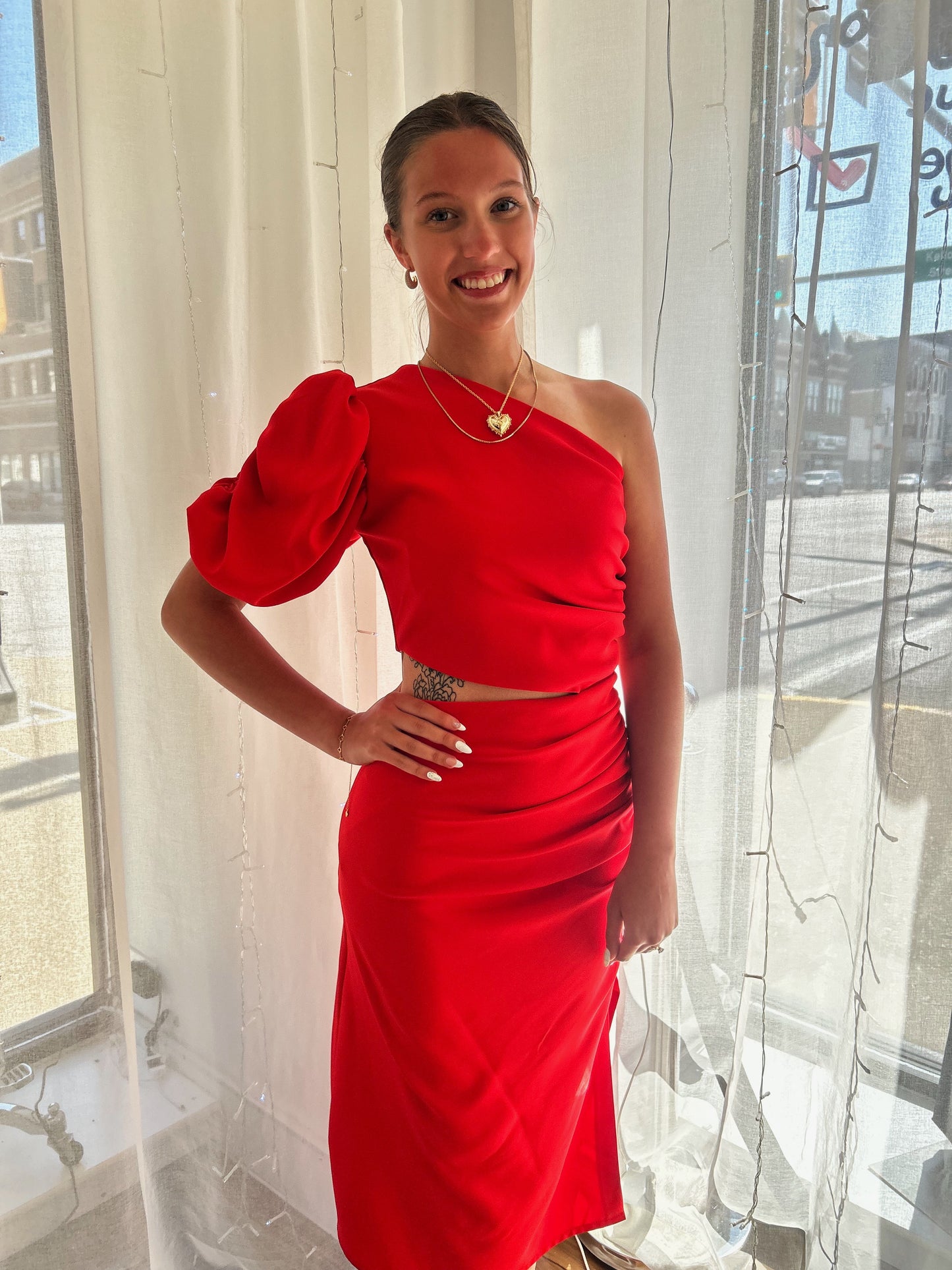 Crimson Cutout Midi