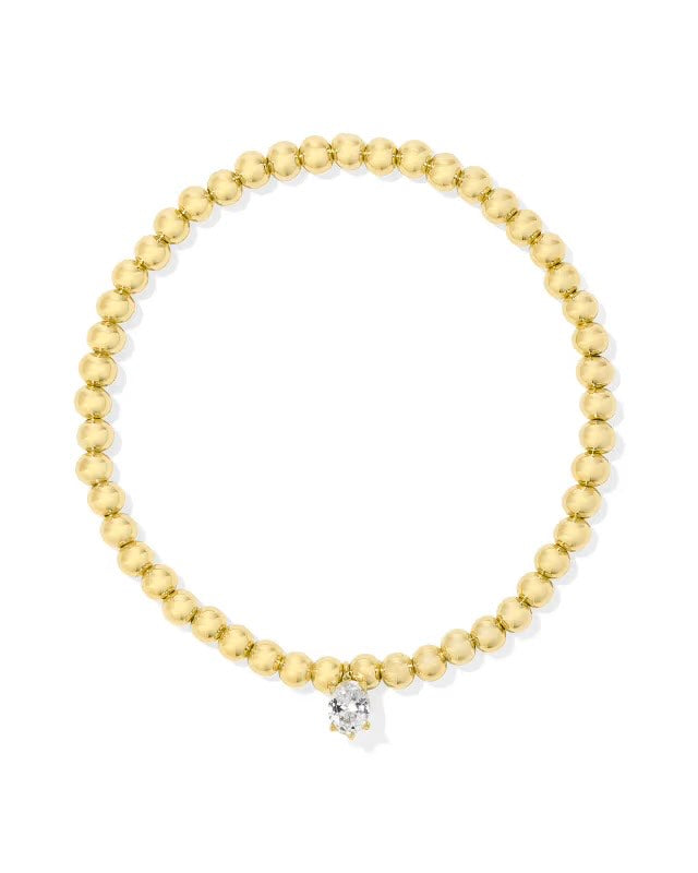 Cailin Gold Stretch Bracelet in White CZ