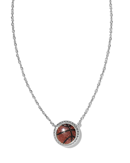Basketball Short Pendant Necklace in Orange Goldstone