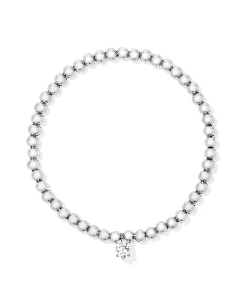 Cailin Silver Stretch Bracelet in White CZ