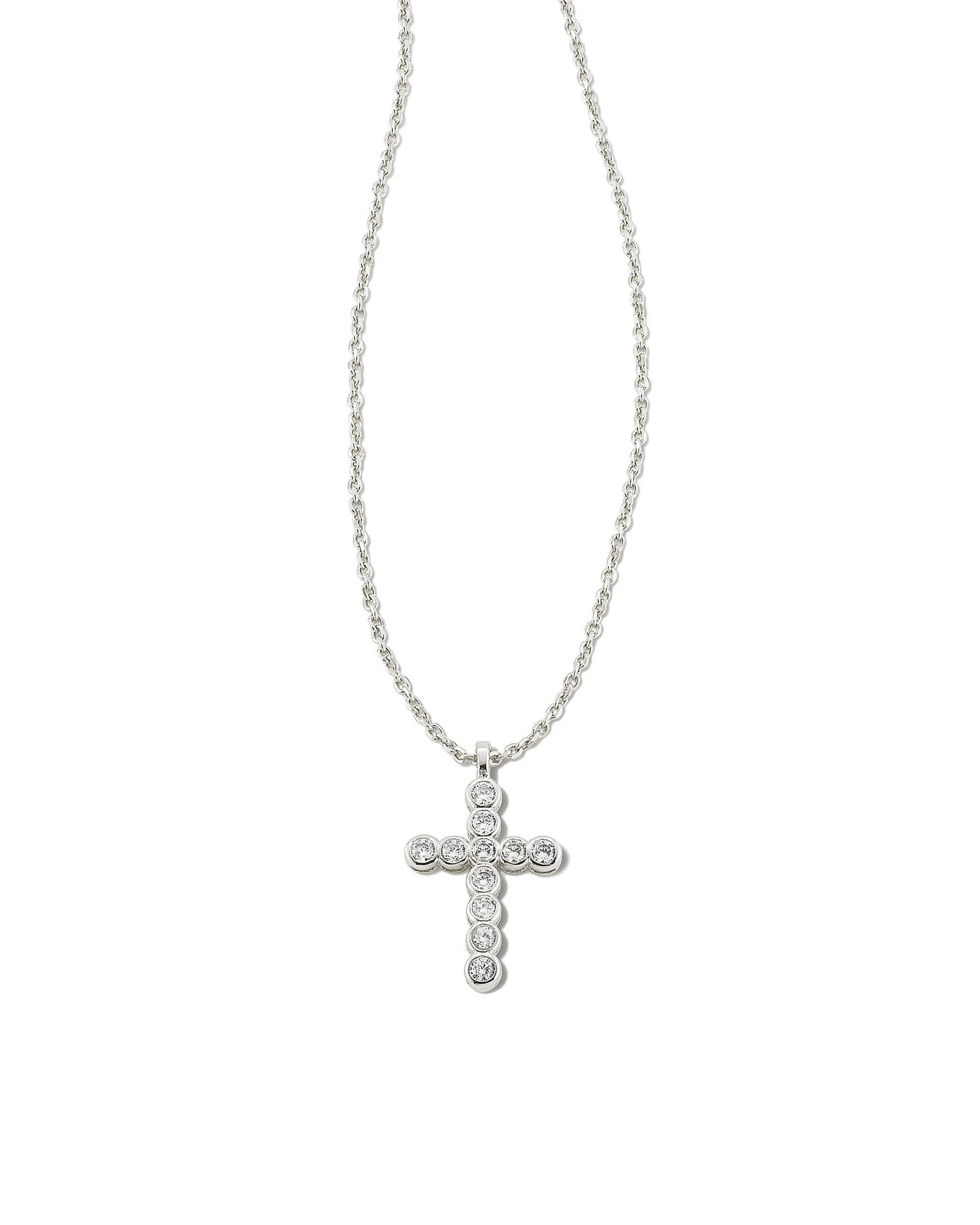 Cross Pendant Necklace in White CZ