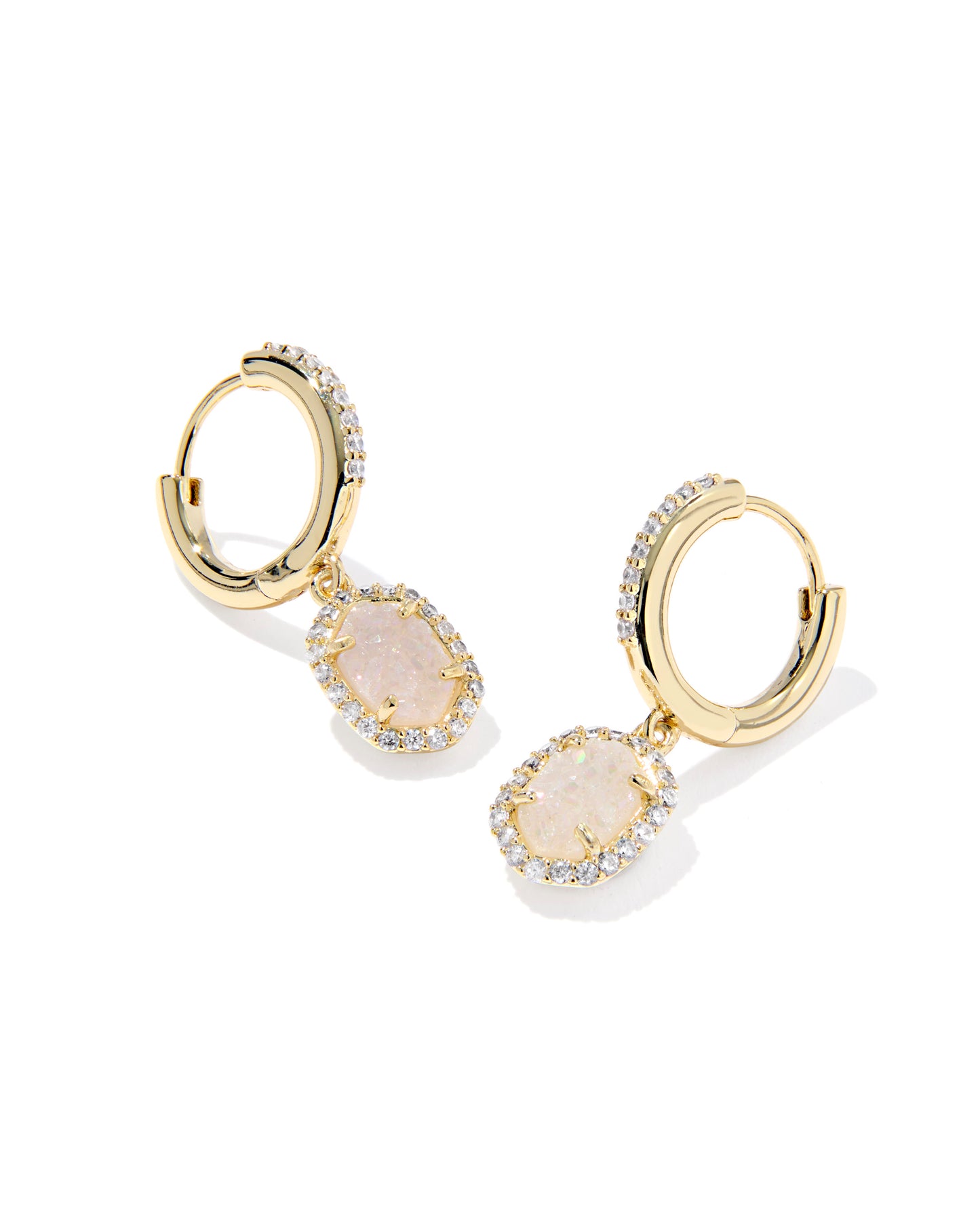 Daphne Gold Crystal Frame Huggie Earrings