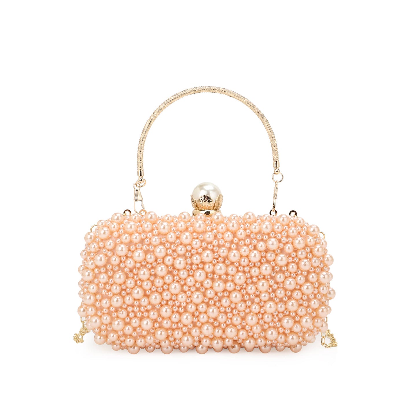 PAISLEY Faux Pearl Hard Case Clutch with Top Handle