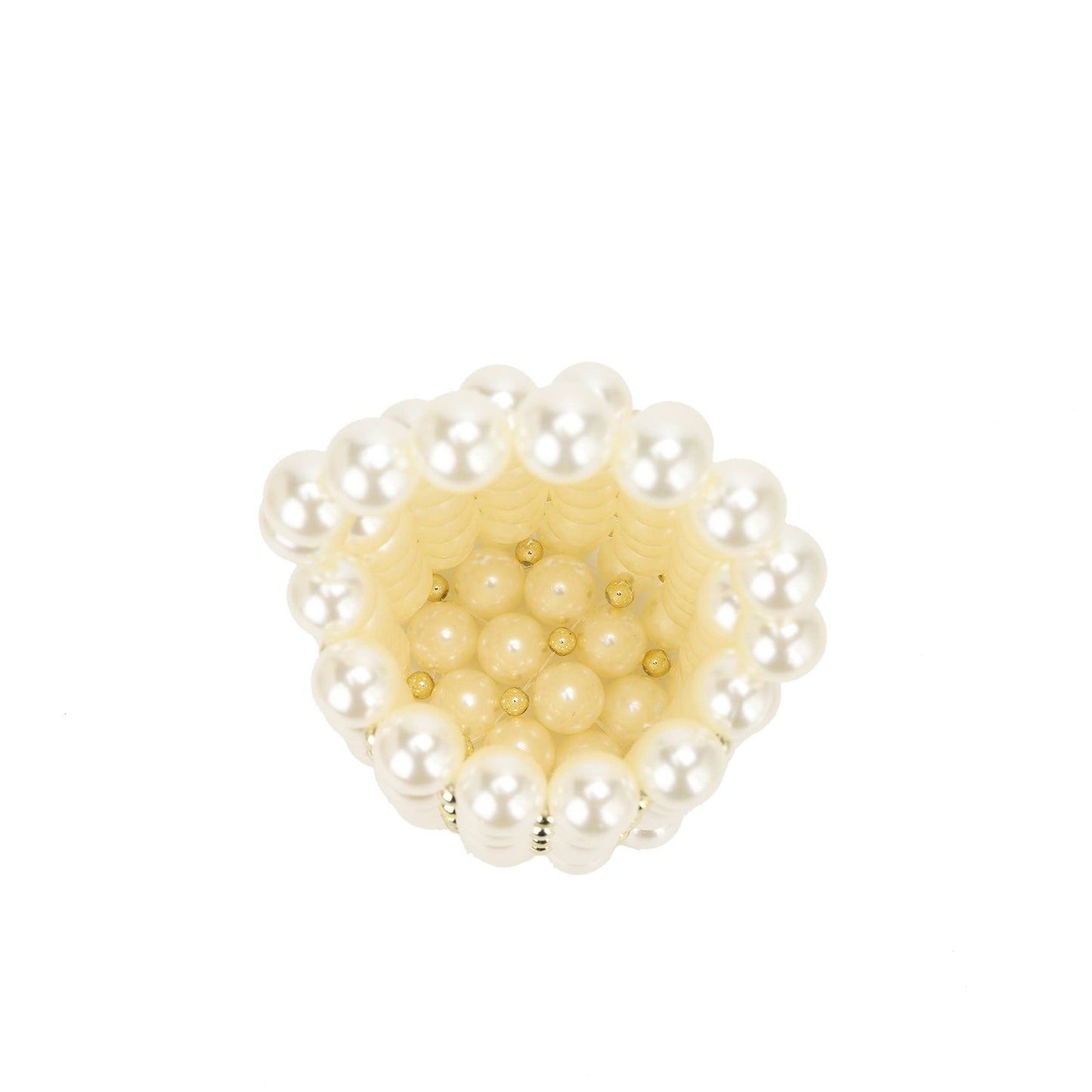 PANDORA Faux Pearl Top Handle Bucket Bag with Beaded Chain