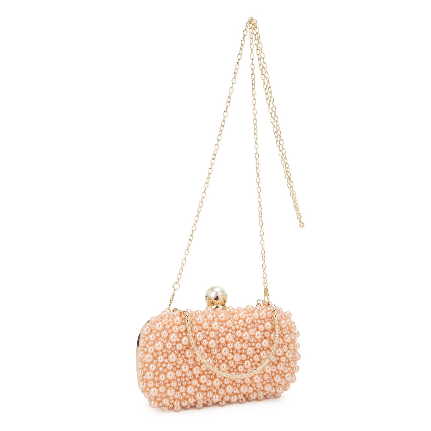 PAISLEY Faux Pearl Hard Case Clutch with Top Handle