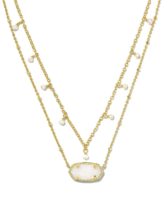 KENDRA SCOTT ELISA GOLD MULTI STRAND NECKLACE IN IRIDESCENT DRUSY