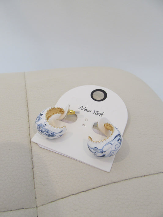 Blue Marble Hoop Earring