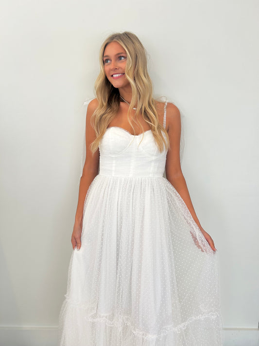 Emma Polka Dot Tiered Midi Dress