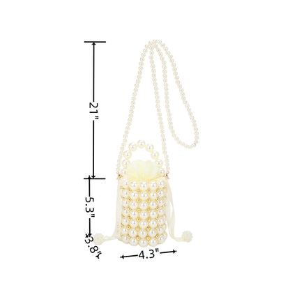 PANDORA Faux Pearl Top Handle Bucket Bag with Beaded Chain
