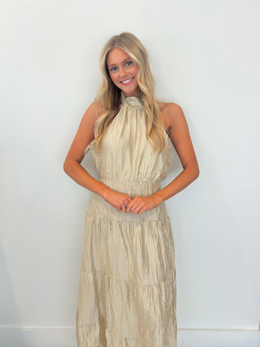 Champagne Shimmer Maxi Halter