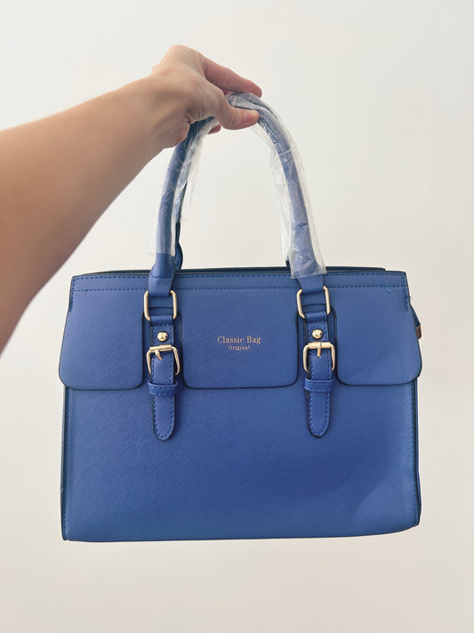 Blue Faux Leather Purse