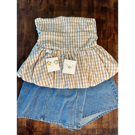 Brenna Plaid Tube Top
