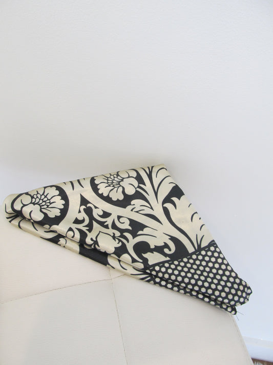 Black and White Floral Satin Scarf