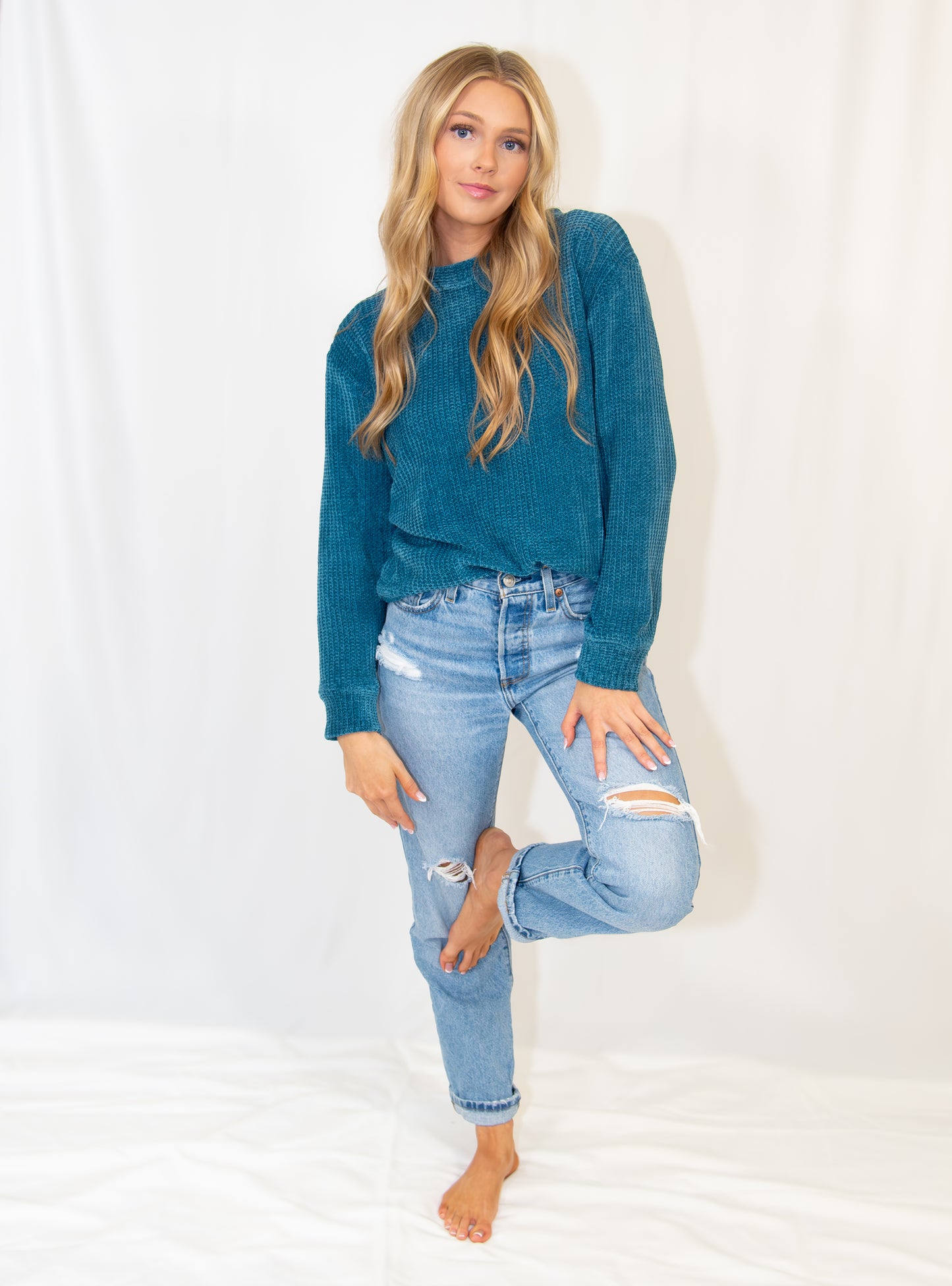 Waffle Round Neck Sweater