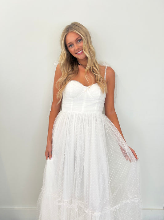 Emma Polka Dot Tiered Midi Dress