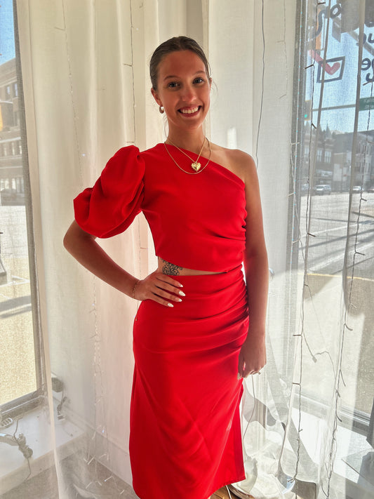 Crimson Cutout Midi