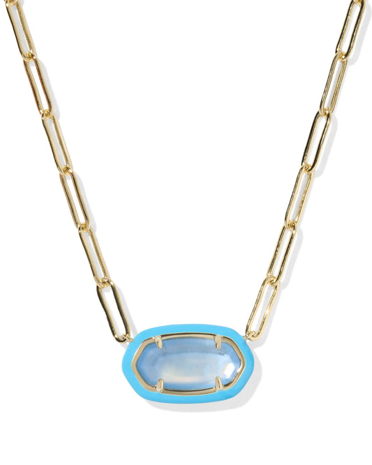 Elisa Enamel Frame Gold Paperclip Necklace
