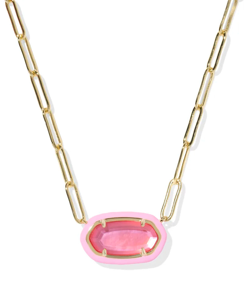 Elisa Enamel Frame Gold Paperclip Necklace