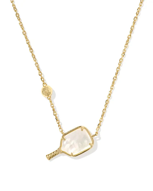Pickleball Short Pendant Necklace in Ivory Mother-of-Pearl