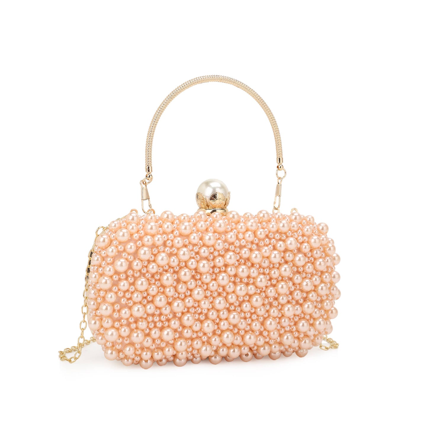 PAISLEY Faux Pearl Hard Case Clutch with Top Handle