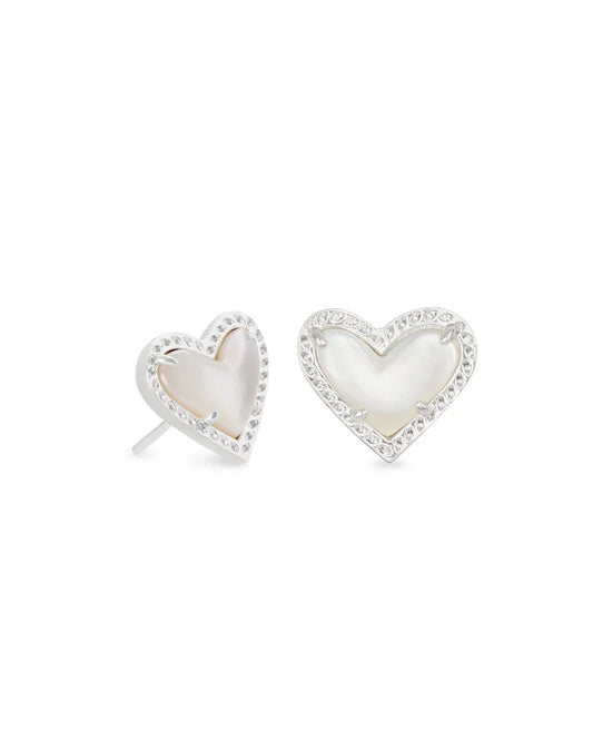 Ari Heart Silver Stud Earrings