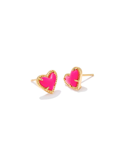 Ari Heart Gold Stud Earrings