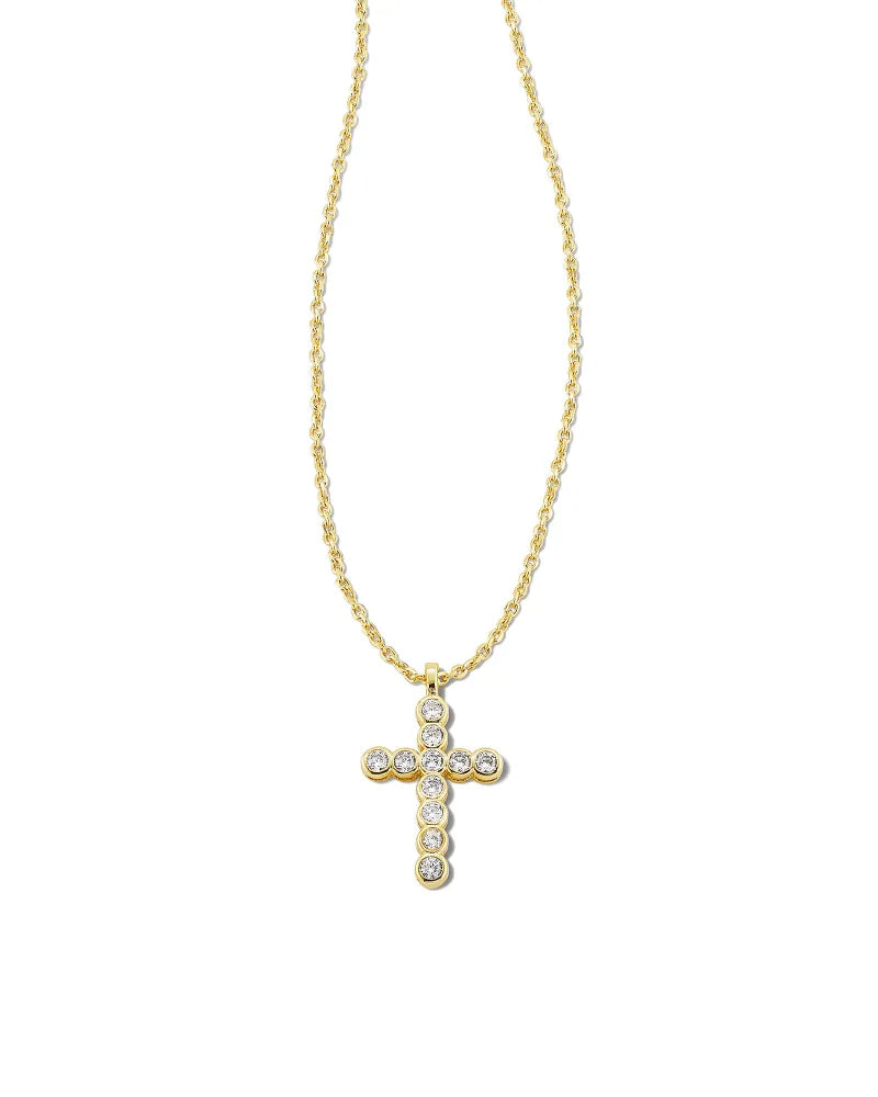 Cross Pendant Necklace in White CZ