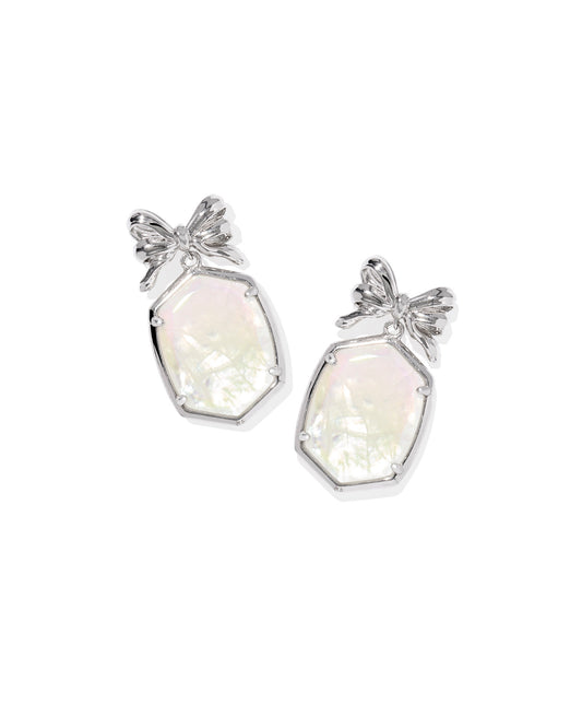 Daphne Bow Silver Drop Earrings